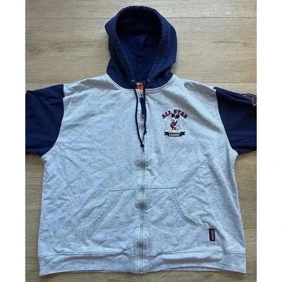 Vintage 90s Disney Mickey Mouse Unlimited All Star League Full Zip Hoodie Sz L - Picture 3 of 12